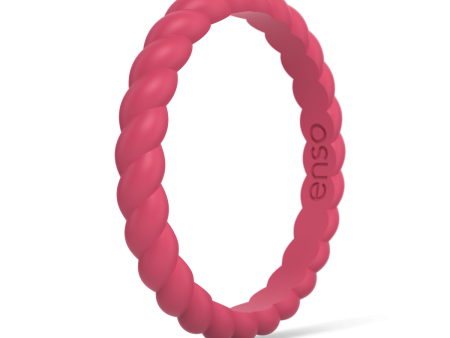 Braided Stackable Silicone Ring - Viva Magenta Fashion