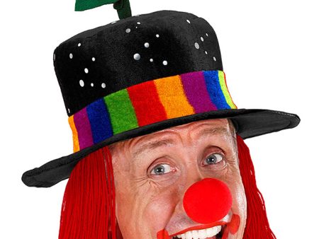 Crazy Clowns Hut mit Haaren und bunter Blume Sale