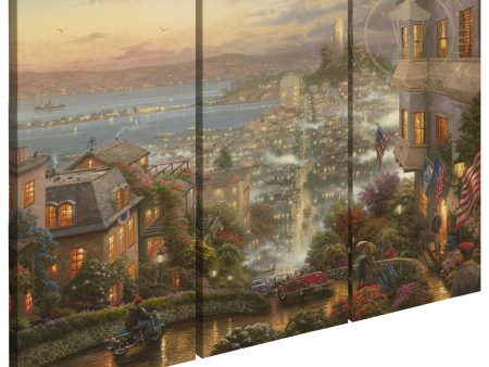 San Francisco, Lombard Street - 36  x 48  (Set of 3) Triptych Giclee Canvas Online Sale