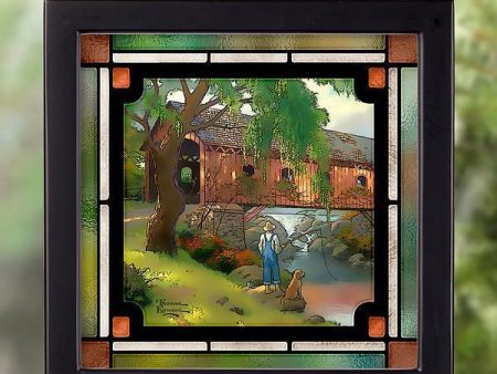 Old Fishin Hole - 9  x 9  Framed Glass Art Discount