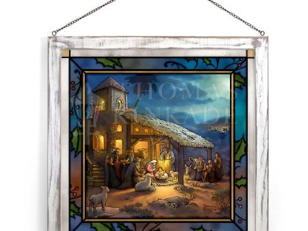 The Nativity - 20  x 20  Framed Glass Art (White Frame) Sale