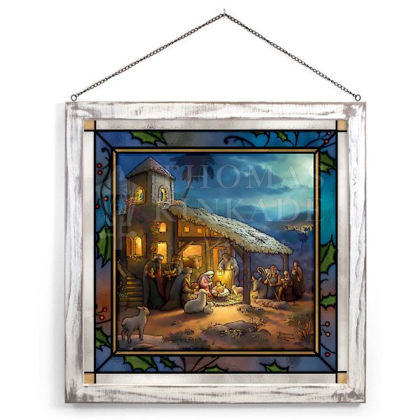 The Nativity - 20  x 20  Framed Glass Art (White Frame) Sale