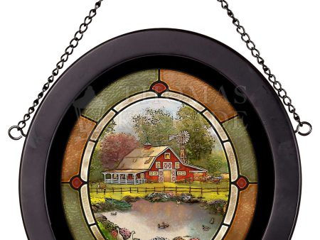 Red Barn Retreat - 9  x 8  Framed Glass Art For Cheap