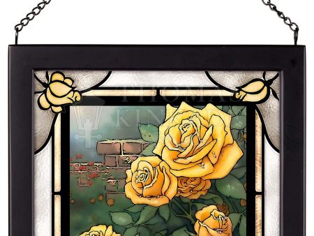 A Perfect Yellow Rose - 8  x 8  Framed Glass Art (Satin Black Frame) Fashion