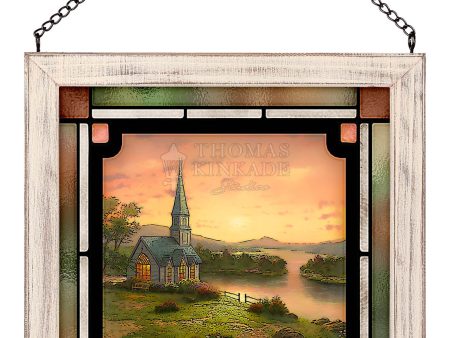 Sunrise Chapel - 8  x 8  Framed Glass Art Hot on Sale