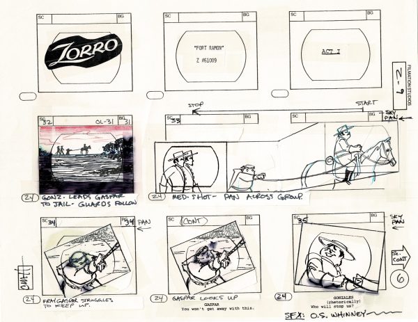 Zorro Storyboard Art Cartoon Page Vintage Animated Filmation 1981 B-002 on Sale