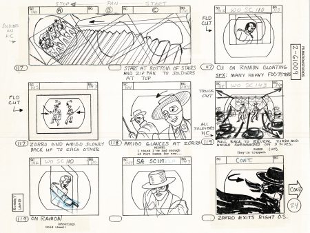 Zorro Storyboard Art Cartoon Page Vintage Animated Filmation 1981 B-005 Hot on Sale