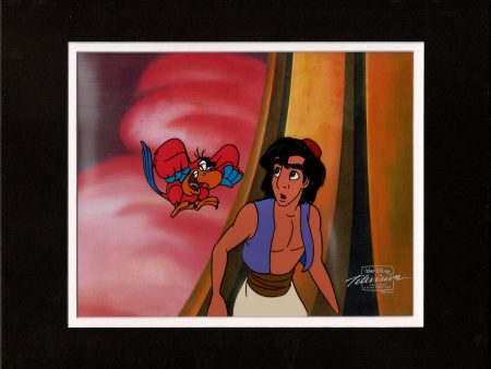 Aladdin Iago Walt Disney Cartoon Production Animation Cel and Drawing from 1994 Return of Jafar Matted 19 C-A For Cheap