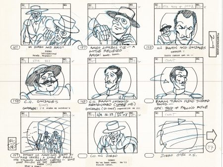 Zorro Storyboard Art Cartoon Page Vintage Animated Filmation 1981 B-013 Sale