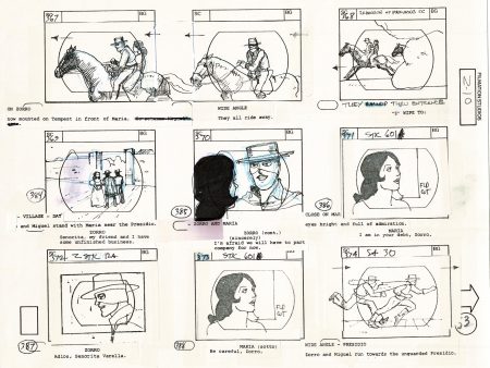 Zorro Storyboard Art Cartoon Page Vintage Animated Filmation 1981 A-056 Fashion