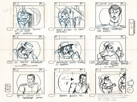 Zorro Storyboard Art Cartoon Page Vintage Animated Filmation 1981 B-012 For Sale