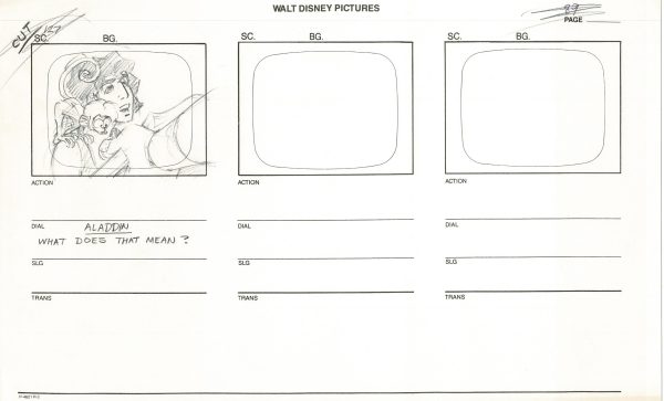 ALADDIN Disney Series Production Animation SB Drawing from Animator Wendell Washer s Estate 5 For Sale