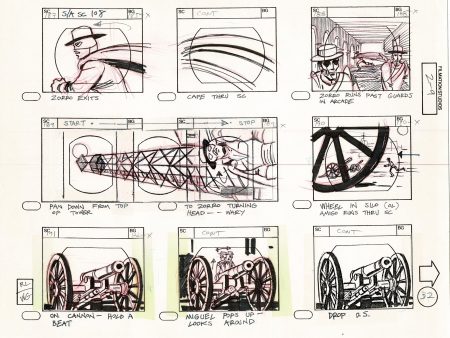 Zorro Storyboard Art Cartoon Page Vintage Animated Filmation 1981 B-010 Sale