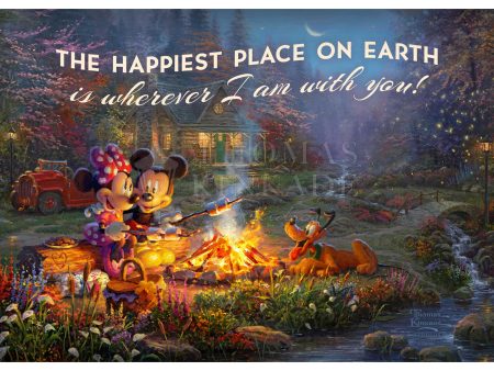 Disney Mickey and Minnie - Sweetheart Campfire - 12  x 18  Wood Sign Sale