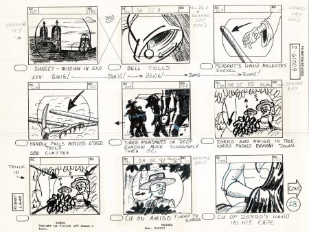 Zorro Storyboard Art Cartoon Page Vintage Animated Filmation 1981 B-008 Online Sale