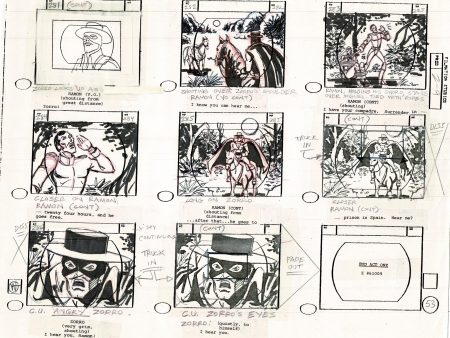 Zorro Storyboard Art Cartoon Page Vintage Animated Filmation 1981 B-025 on Sale