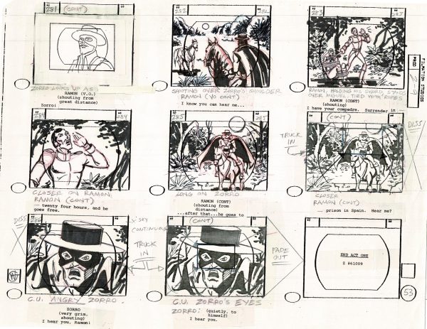 Zorro Storyboard Art Cartoon Page Vintage Animated Filmation 1981 B-025 on Sale