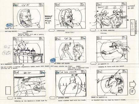 Zorro Storyboard Art Cartoon Page Vintage Animated Filmation 1981 A-041 Discount