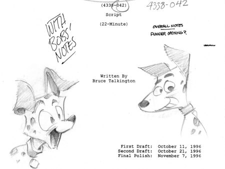 101 DALMATIANS Disney Production Script Copy WITH DRAWINGS from Animator Wendell Washer Estate 1997 a Online Hot Sale