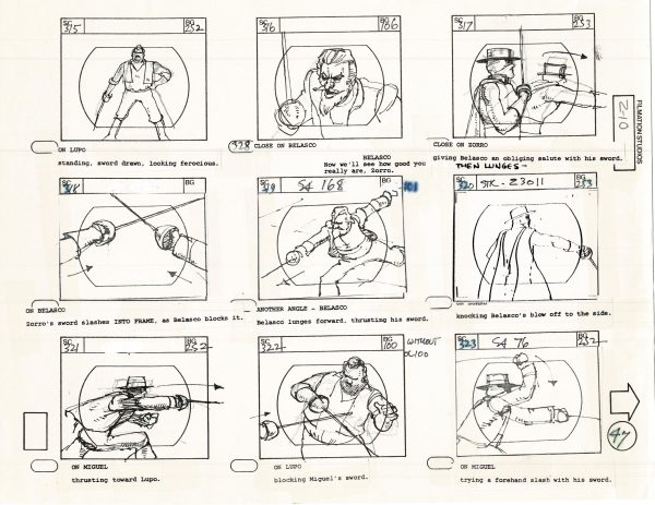 Zorro Storyboard Art Cartoon Page Vintage Animated Filmation 1981 A-050 Online