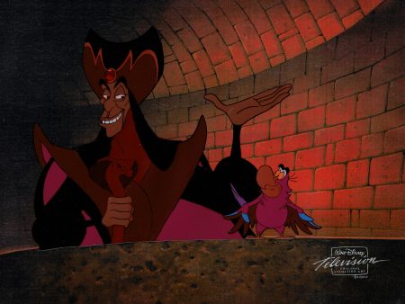 Aladdin Jafar and Iago Walt Disney Cartoon Production Animation Cel and Drawing from 1994 Return of Jafar Matted 17 C-A Online Hot Sale