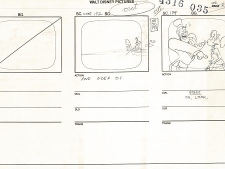 ALADDIN Disney Series Production Animation SB Drawing from Animator Wendell Washer s Estate 8 Cheap