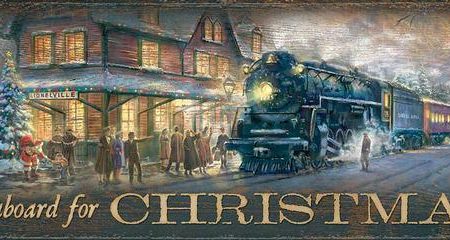 All Aboard for Christmas - 12   x 30   Wood Sign Fashion