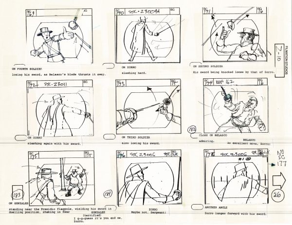 Zorro Storyboard Art Cartoon Page Vintage Animated Filmation 1981 A-029 Hot on Sale