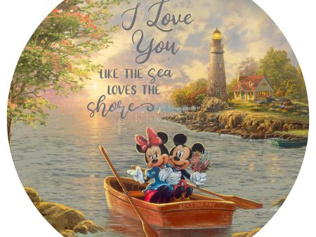 Disney Mickey and Minnie Lighthouse Cove - 21  Round Wood Sign Sale