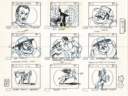 Zorro Storyboard Art Cartoon Page Vintage Animated Filmation 1981 B-014 Online