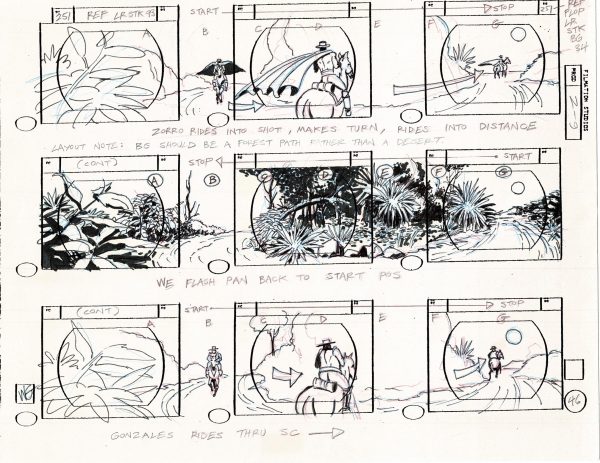 Zorro Storyboard Art Cartoon Page Vintage Animated Filmation 1981 B-020 Discount