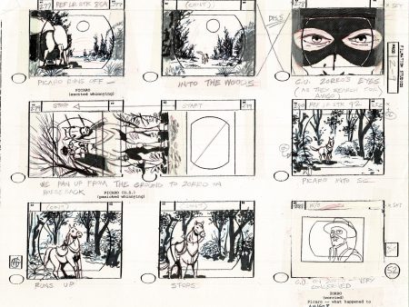 Zorro Storyboard Art Cartoon Page Vintage Animated Filmation 1981 B-024 Discount