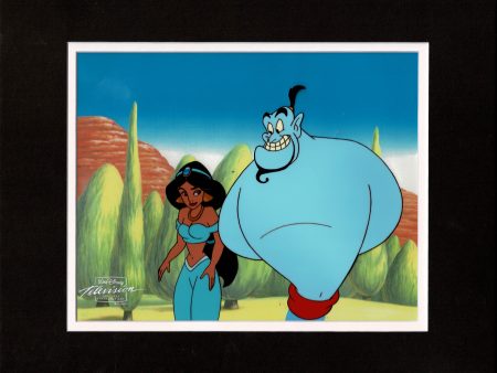 Aladdin Jasmine Genie Walt Disney Cartoon Production Animation Cel and Drawing from 1994 Return of Jafar Matted 13 C-A Online