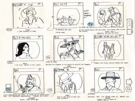 Zorro Storyboard Art Cartoon Page Vintage Animated Filmation 1981 A-055 Supply